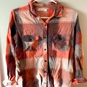 Pink plaid volcom shirt